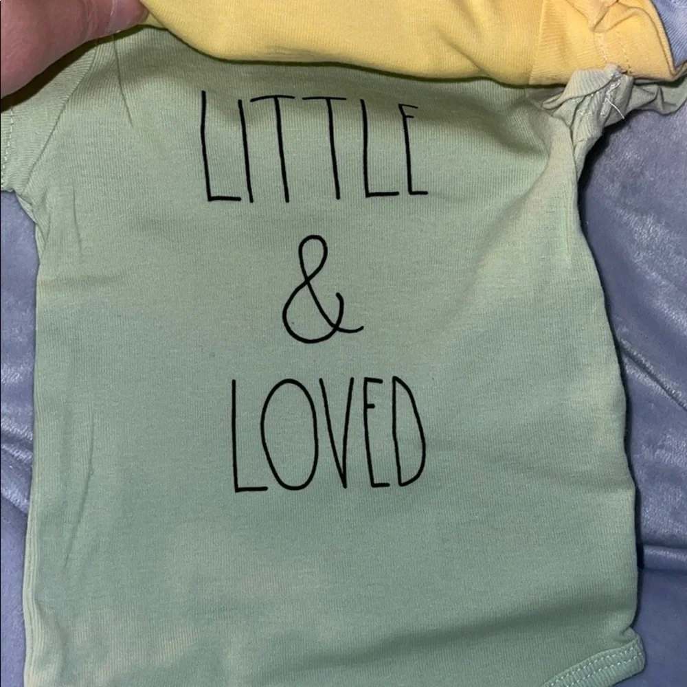 Rae Dunn Set o/3 “Onesies” - “ 3-6 months